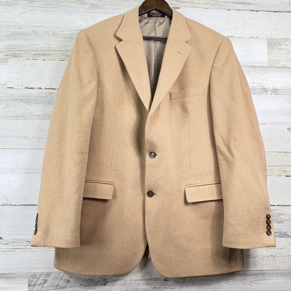 Gianfranco Ruffini Blazer Mens 44L Camel Tan 100% Camel Hair Italy Old Money